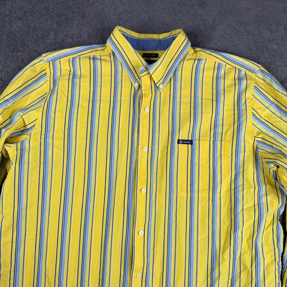 Chaps Other - VTG Chaps Ralph Lauren Shirt Men 2XL Yellow Striped Long‎ Sleeve *